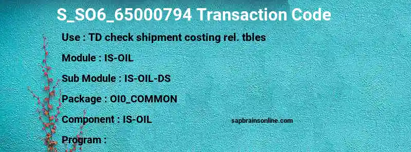 SAP S_SO6_65000794 transaction code