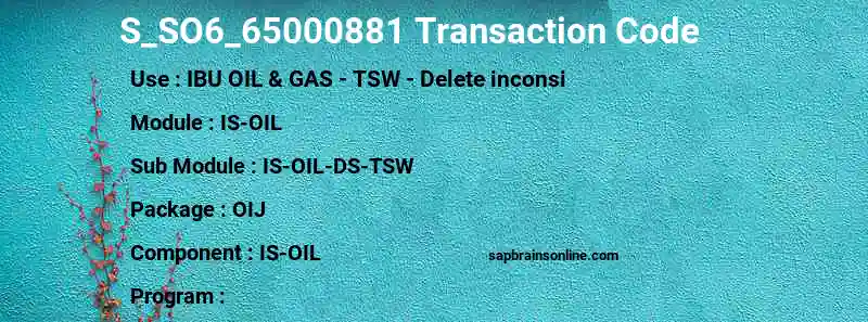 SAP S_SO6_65000881 transaction code