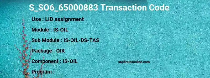 SAP S_SO6_65000883 transaction code