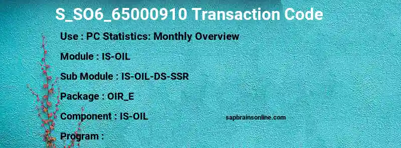 SAP S_SO6_65000910 transaction code