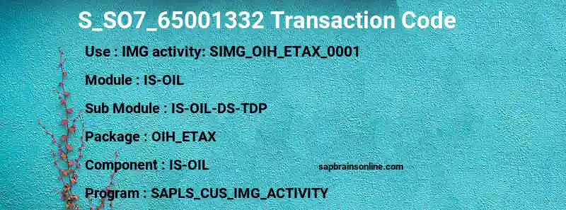 SAP S_SO7_65001332 transaction code
