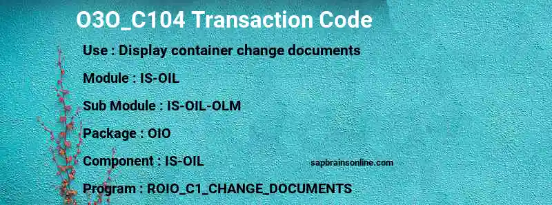 SAP O3O_C104 transaction code