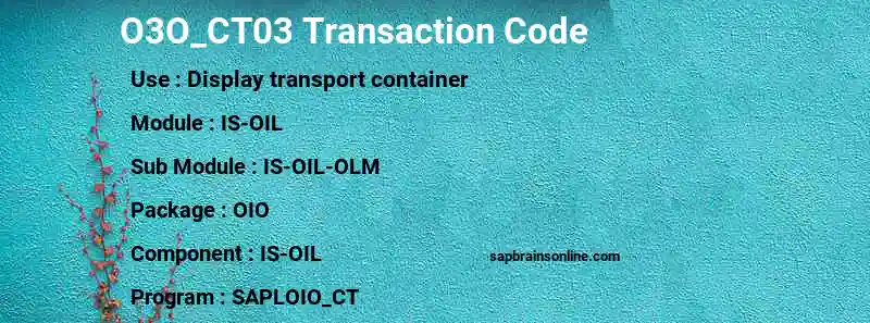 SAP O3O_CT03 transaction code