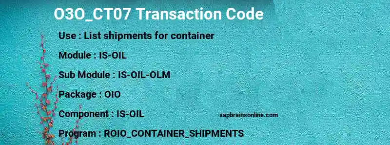 SAP O3O_CT07 transaction code