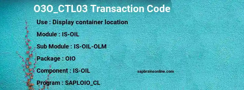SAP O3O_CTL03 transaction code