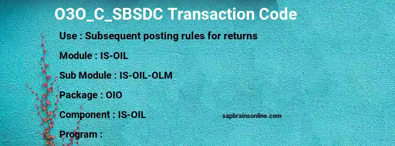 SAP O3O_C_SBSDC transaction code