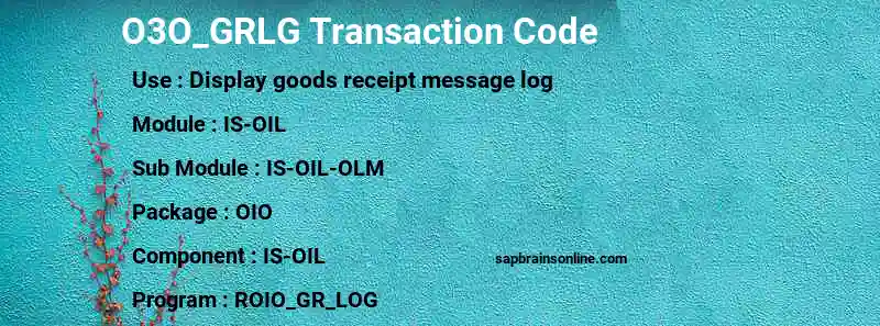 SAP O3O_GRLG transaction code