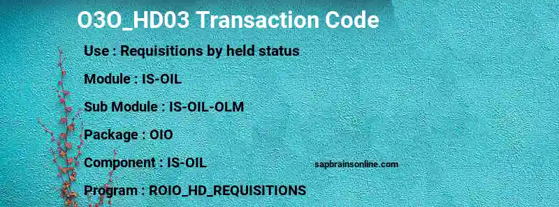 SAP O3O_HD03 transaction code