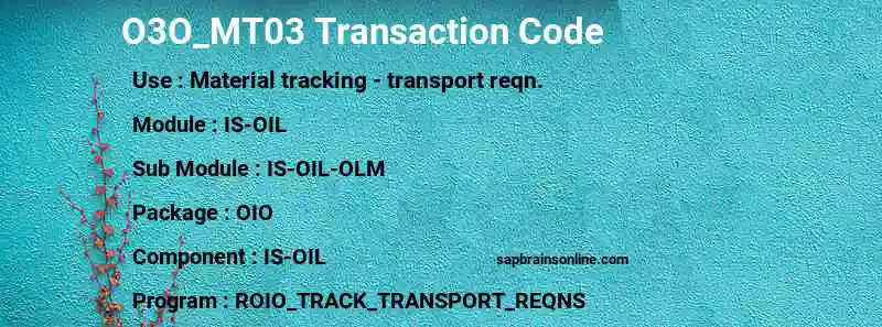 SAP O3O_MT03 transaction code