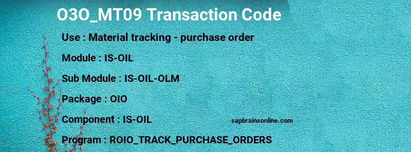 SAP O3O_MT09 transaction code