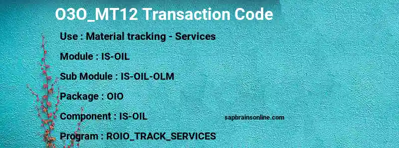 SAP O3O_MT12 transaction code