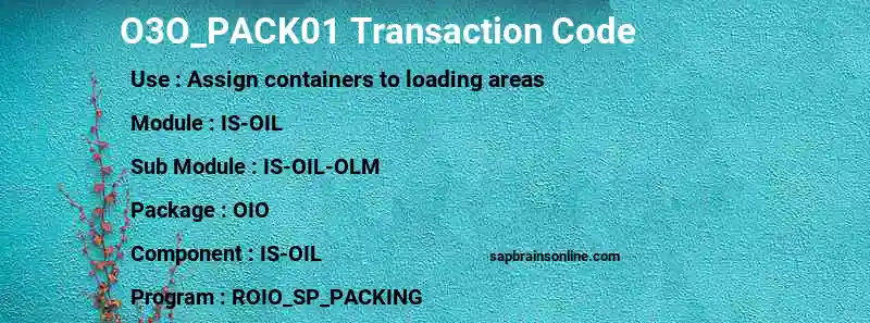 SAP O3O_PACK01 transaction code