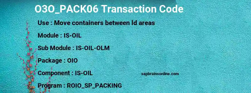 SAP O3O_PACK06 transaction code