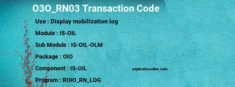 SAP O3O_RN03 transaction code