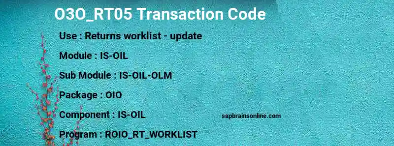 SAP O3O_RT05 transaction code