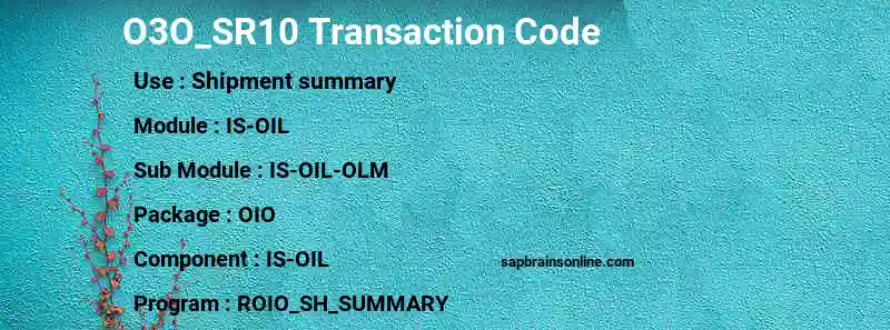 SAP O3O_SR10 transaction code
