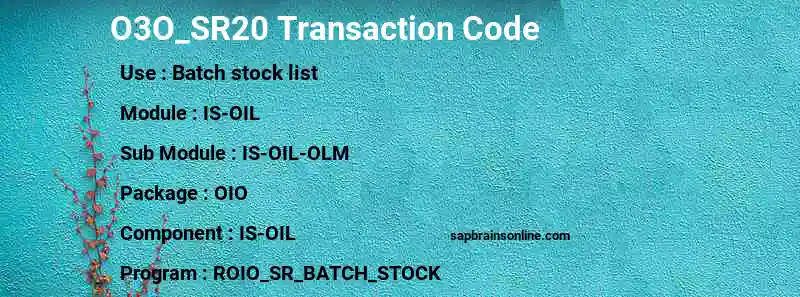 SAP O3O_SR20 transaction code