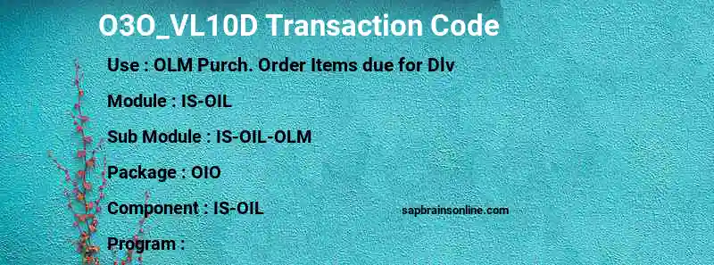SAP O3O_VL10D transaction code