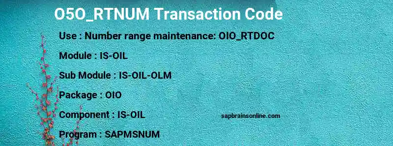 SAP O5O_RTNUM transaction code