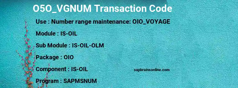 SAP O5O_VGNUM transaction code