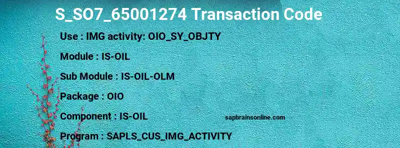 SAP S_SO7_65001274 transaction code