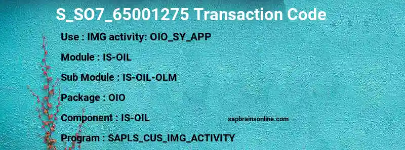 SAP S_SO7_65001275 transaction code