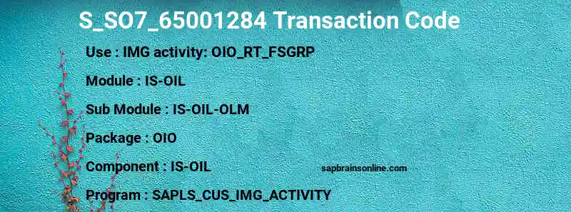 SAP S_SO7_65001284 transaction code