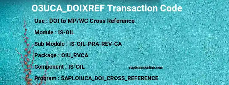 SAP O3UCA_DOIXREF transaction code