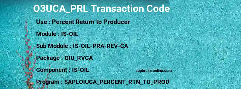 SAP O3UCA_PRL transaction code