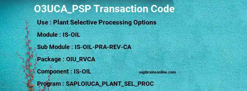 SAP O3UCA_PSP transaction code