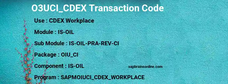 SAP O3UCI_CDEX transaction code