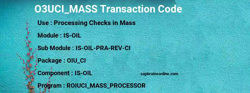 SAP O3UCI_MASS transaction code