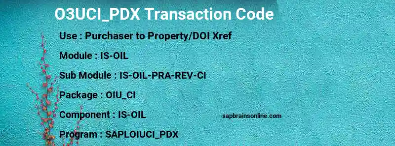 SAP O3UCI_PDX transaction code