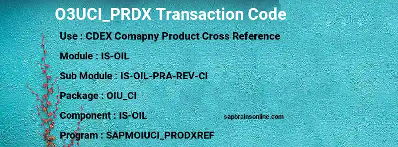 SAP O3UCI_PRDX transaction code
