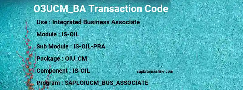 SAP O3UCM_BA transaction code