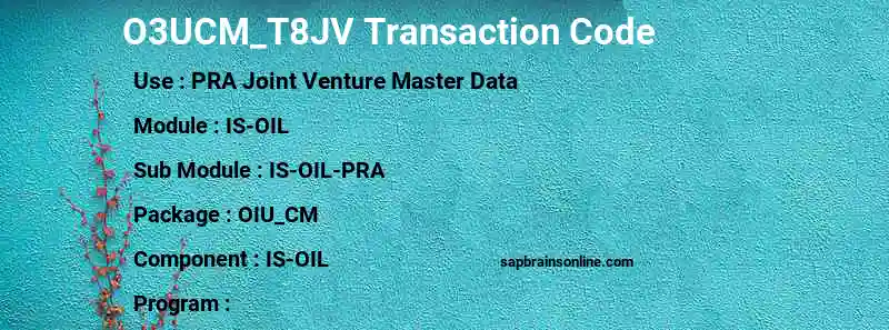 SAP O3UCM_T8JV transaction code