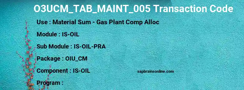 SAP O3UCM_TAB_MAINT_005 transaction code