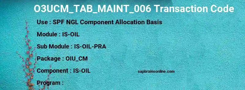 SAP O3UCM_TAB_MAINT_006 transaction code