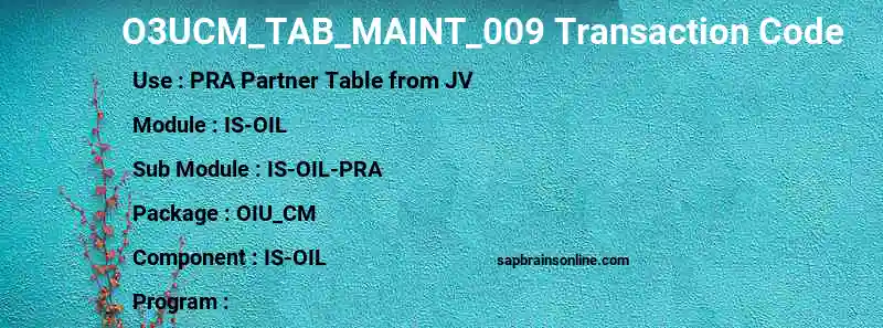 SAP O3UCM_TAB_MAINT_009 transaction code