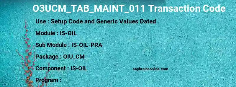 SAP O3UCM_TAB_MAINT_011 transaction code