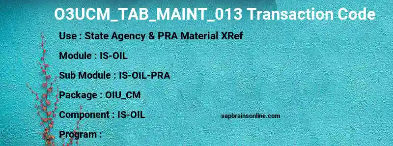 SAP O3UCM_TAB_MAINT_013 transaction code