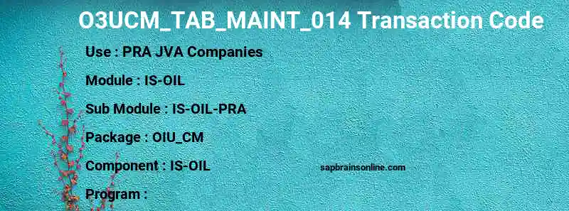 SAP O3UCM_TAB_MAINT_014 transaction code