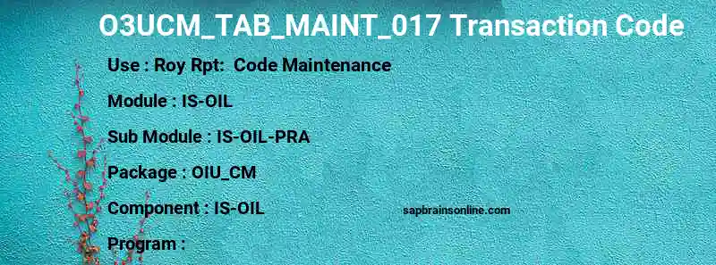 SAP O3UCM_TAB_MAINT_017 transaction code