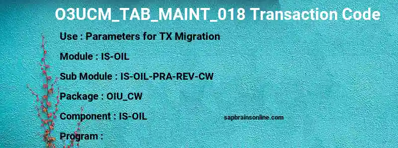 SAP O3UCM_TAB_MAINT_018 transaction code