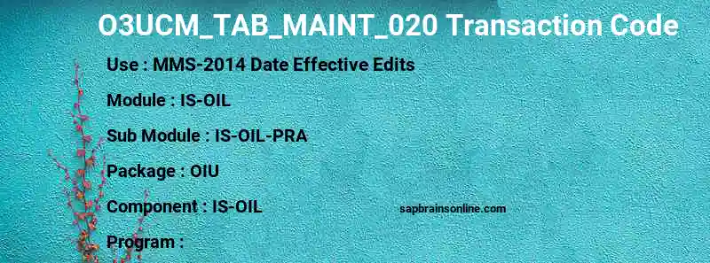 SAP O3UCM_TAB_MAINT_020 transaction code