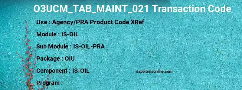 SAP O3UCM_TAB_MAINT_021 transaction code