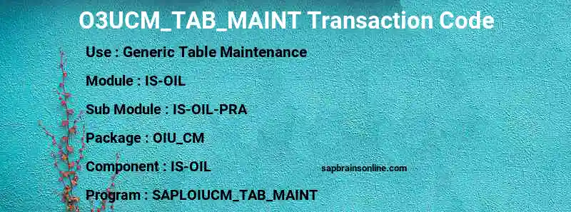 SAP O3UCM_TAB_MAINT transaction code