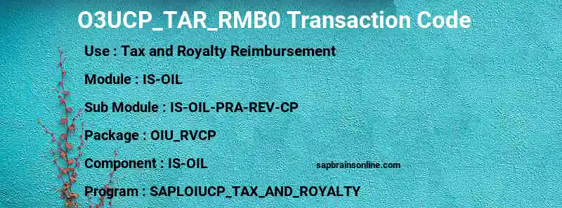SAP O3UCP_TAR_RMB0 transaction code