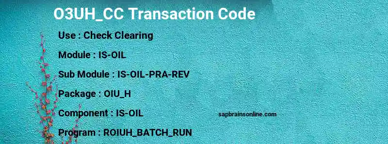 SAP O3UH_CC transaction code