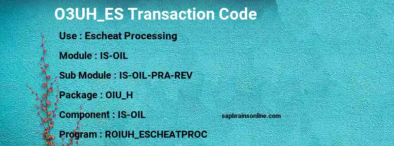 SAP O3UH_ES transaction code